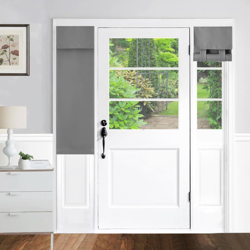 YSYY 100% Blackout French Door Curtains, Wrinkle Free, Room Darkening, Blocks Light and Heat Through Glass. Drill-Free, Easy Installed Door Window Curtains. (Light Grey,1 Panel, 12""x 40"") - Image 1